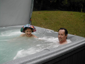 Kathy and Chuck in hot tub