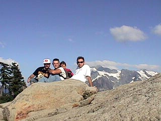 Mike, Mike, Kathy and Chuck, with Mt. Shuksan