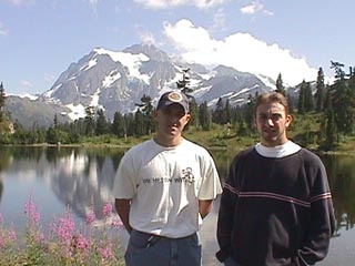 The Mikes in front of Picture Lake and Mt. Shuksan